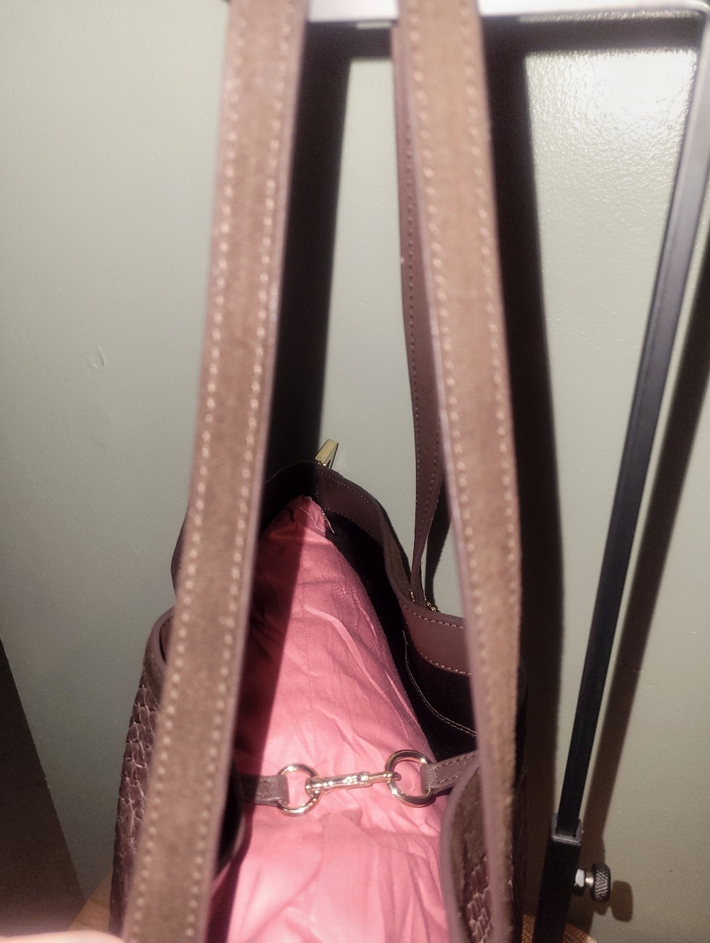 Coach Jose Suede and Leather Reptile Embossed Tote in Dark Brown 2014 - Picture 5 of 11